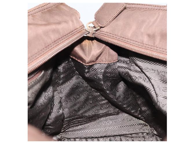 PRADA Borsa a mano con catena in nylon marrone oro Auth YKZ136 D'oro - vista 19