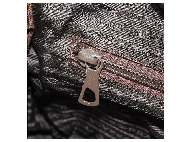 PRADA Borsa a mano con catena in nylon marrone oro Auth YKZ136 D'oro - vista 21