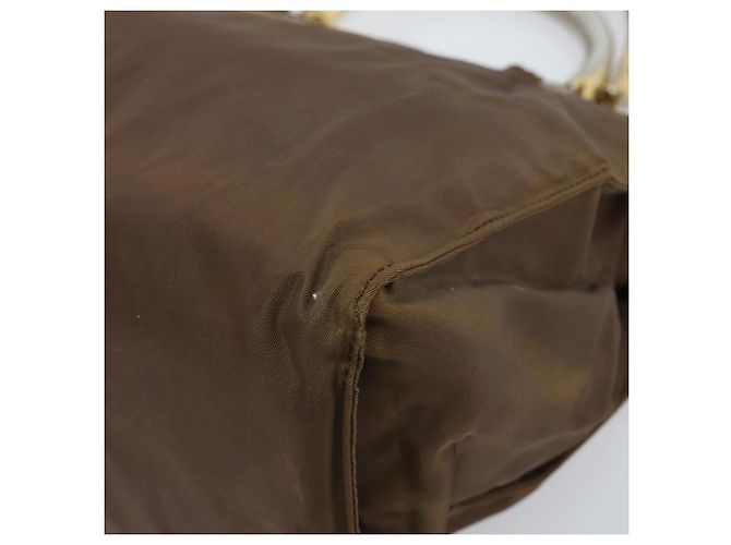 PRADA Borsa a mano con catena in nylon marrone oro Auth YKZ136 D'oro - vista 9