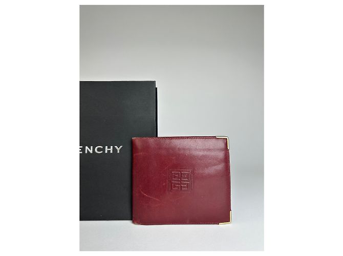 Vintage Givenchy Flapable Leather Wallet Burgundy Purple - view 10