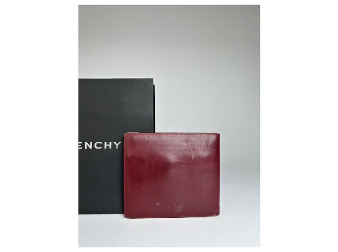 Vintage Givenchy Flapable Leather Wallet Burgundy Purple - view 11