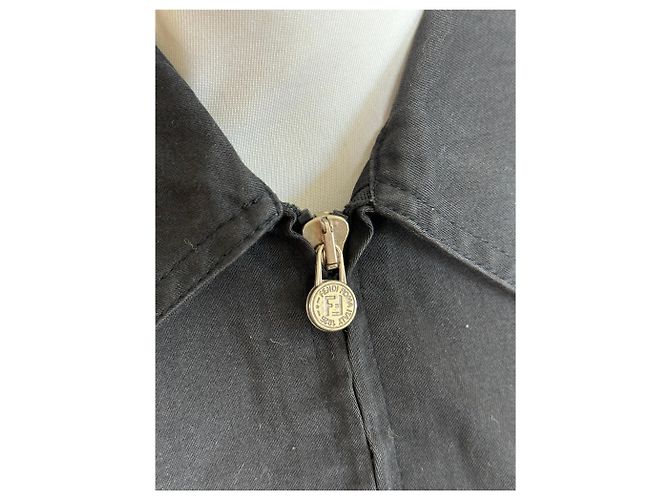 Camicia con zip vintage Fendi Roma / Mini giacca nera Nero - vista 4