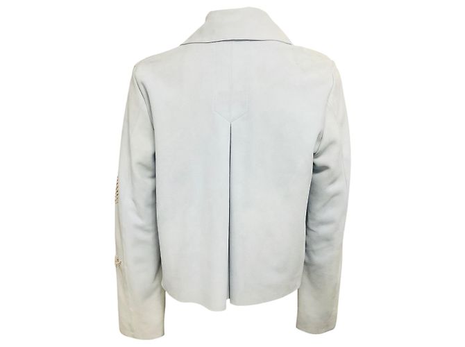 Autre Marque Rocco Ragni hellblaue Wildleder-Lammfelljacke - Ansicht 3