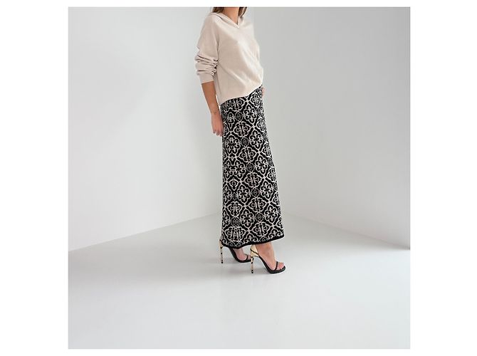 Gonna midi Max Mara Babele bianco e nero lana e cashmere - vista 2