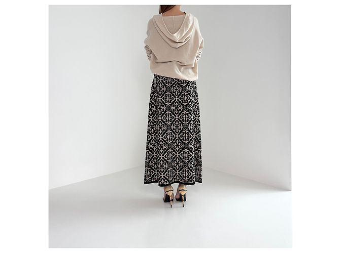 Gonna midi Max Mara Babele bianco e nero lana e cashmere - vista 5