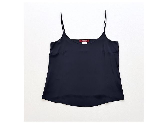 Max Mara Silk Blouse Navy Blue Chain Pattern - view 11