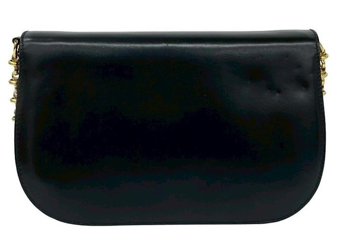 Gucci Schultertasche aus altem Kalbsleder mit Kette Schwarz - Ansicht 3