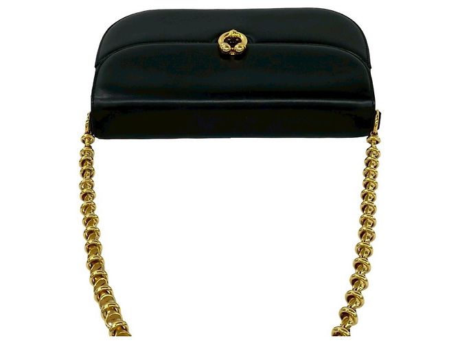 Gucci Schultertasche aus altem Kalbsleder mit Kette Schwarz - Ansicht 4