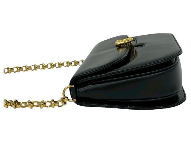Gucci Schultertasche aus altem Kalbsleder mit Kette Schwarz - Ansicht 5