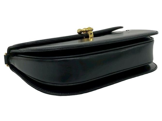 Gucci Schultertasche aus altem Kalbsleder mit Kette Schwarz - Ansicht 7