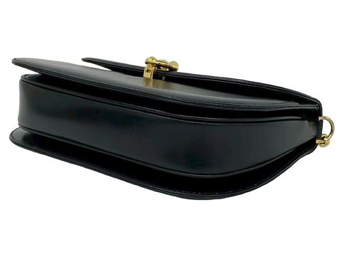 Gucci Schultertasche aus altem Kalbsleder mit Kette Schwarz - Ansicht 8