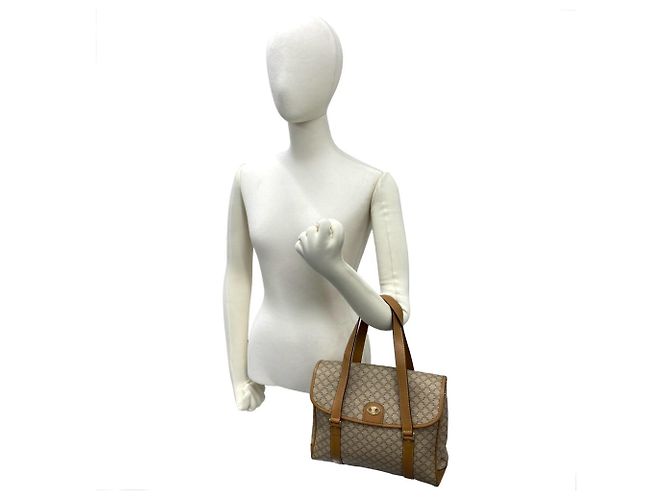 Céline Borsa mini Celine Vintage Macadam Blazon Logo Marrone Beige - vista 2