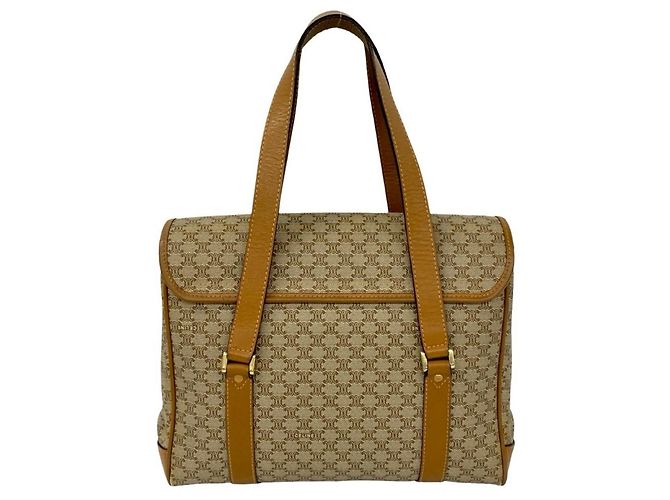 Céline Borsa mini Celine Vintage Macadam Blazon Logo Marrone Beige - vista 3