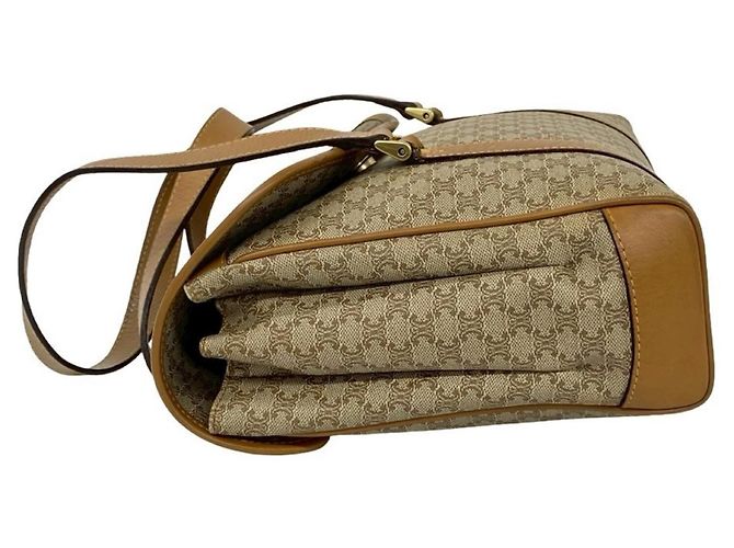 Céline Borsa mini Celine Vintage Macadam Blazon Logo Marrone Beige - vista 5