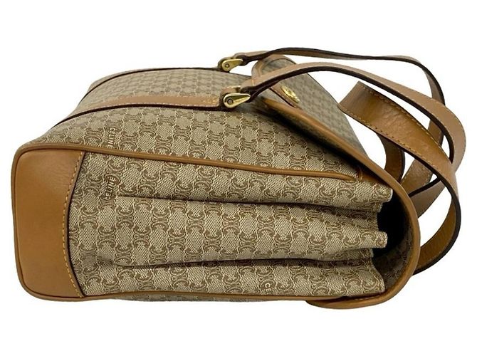 Céline Borsa mini Celine Vintage Macadam Blazon Logo Marrone Beige - vista 6