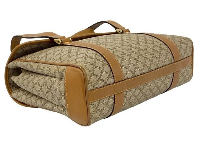 Céline Borsa mini Celine Vintage Macadam Blazon Logo Marrone Beige - vista 7