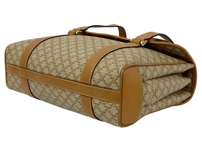 Céline Borsa mini Celine Vintage Macadam Blazon Logo Marrone Beige - vista 8