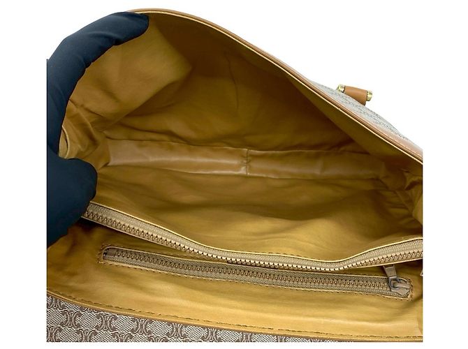 Céline Borsa mini Celine Vintage Macadam Blazon Logo Marrone Beige - vista 9