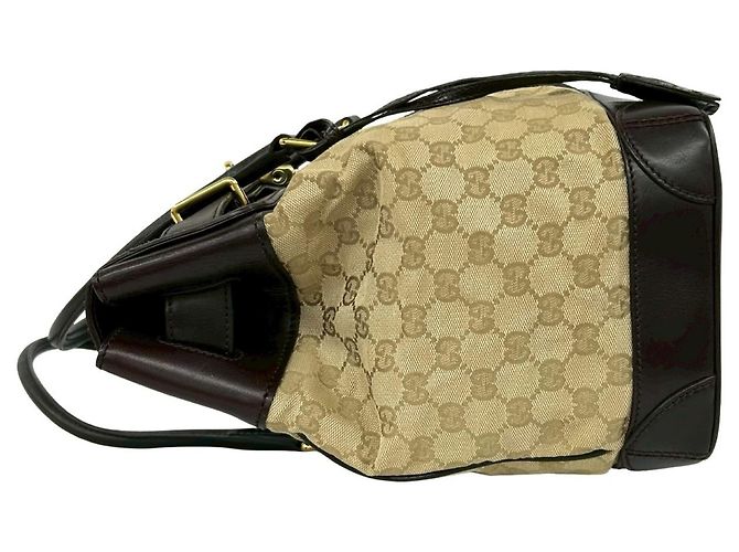 Bolso tote de cuero con estampado de cocodrilo GG Canvas de Gucci Castaño Beige - vista 5