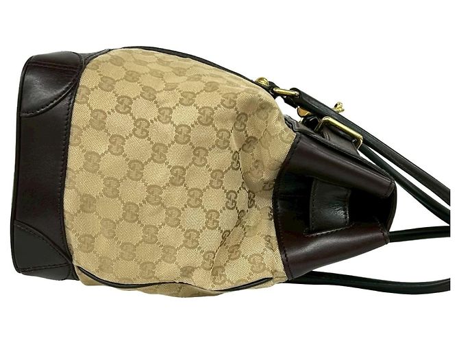 Bolso tote de cuero con estampado de cocodrilo GG Canvas de Gucci Castaño Beige - vista 6