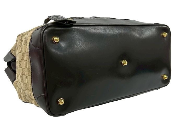 Bolso tote de cuero con estampado de cocodrilo GG Canvas de Gucci Castaño Beige - vista 7