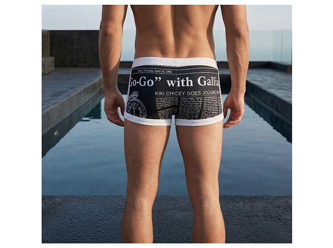 Neue John Galliano Newspaper Badeboxer M Schwarz - Ansicht 3