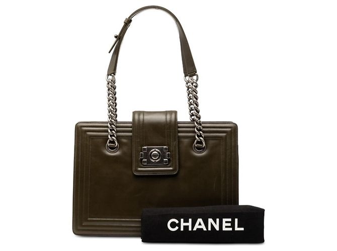 Chanel Coco Mark Jetsetter Boy Kettentasche Grün Khaki - Ansicht 7