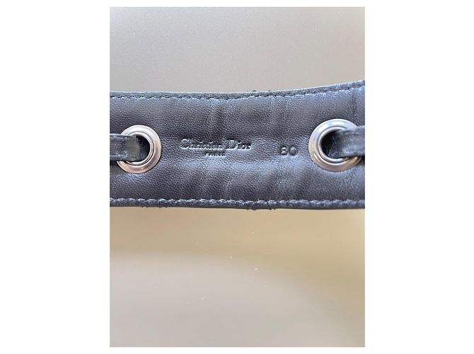 Cinturón Dior John Galliano de cuero cannage negro 80 - vista 2