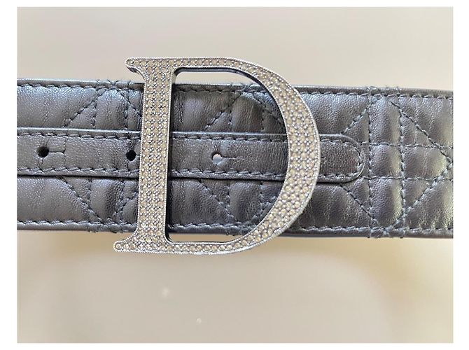 Cinturón Dior John Galliano de cuero cannage negro 80 - vista 3