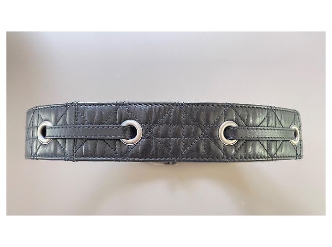 Cinturón Dior John Galliano de cuero cannage negro 80 - vista 4