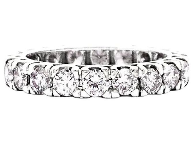 Autre Marque Anello a banda completa, oro bianco e diamanti. - vista 2