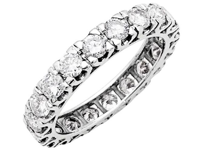 Autre Marque Anello a banda completa, oro bianco e diamanti. - vista 3