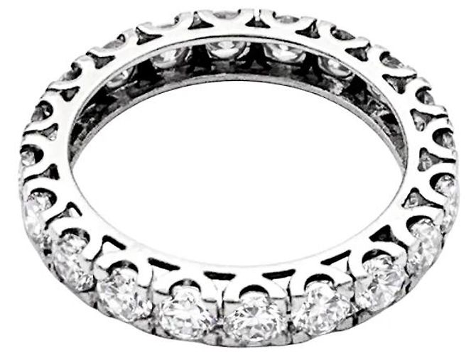 Autre Marque Anello a banda completa, oro bianco e diamanti. - vista 5