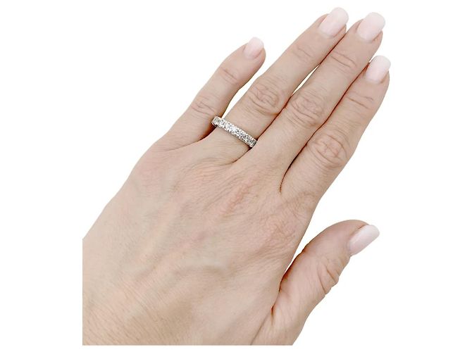 Autre Marque Anello a banda completa, oro bianco e diamanti. - vista 6