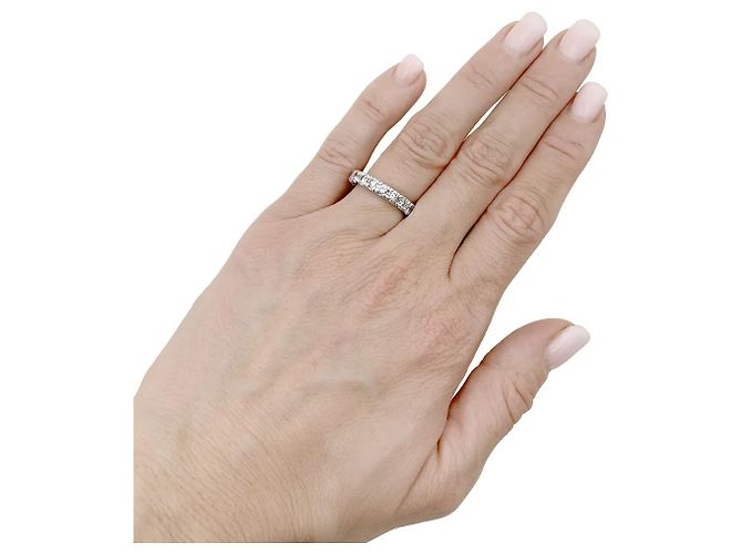 Autre Marque Anello a banda completa, oro bianco e diamanti. - vista 7