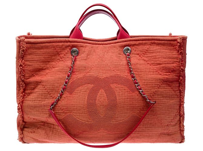 Borsa CHANEL Deauville in Tweed Rosso - 103429 - vista 2