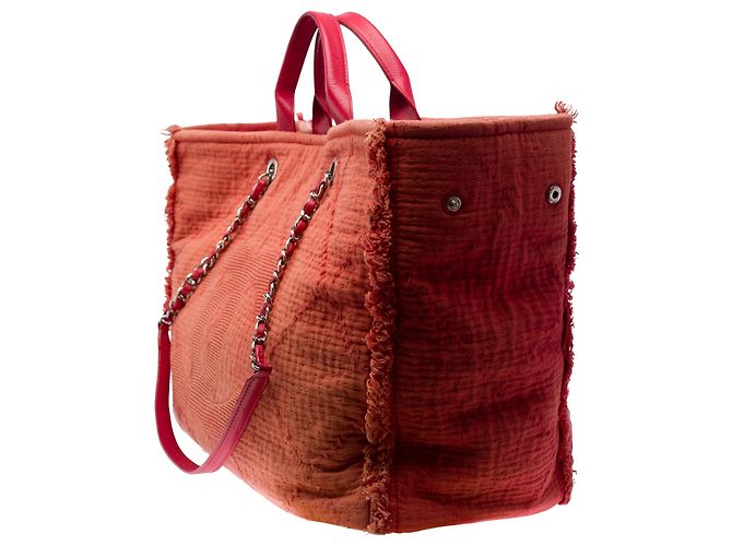 Borsa CHANEL Deauville in Tweed Rosso - 103429 - vista 4