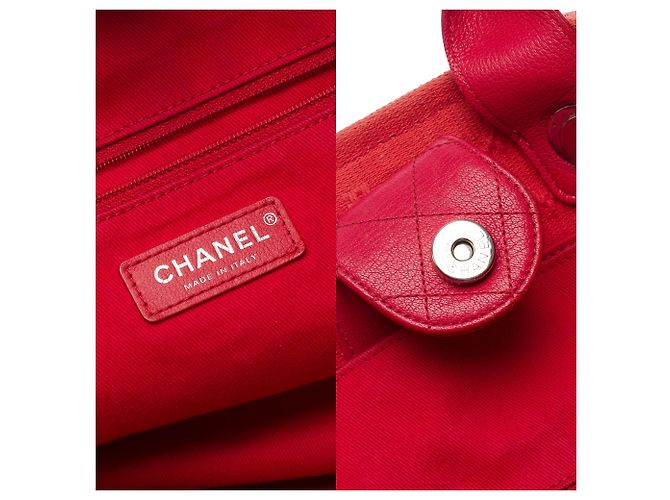 Borsa CHANEL Deauville in Tweed Rosso - 103429 - vista 6