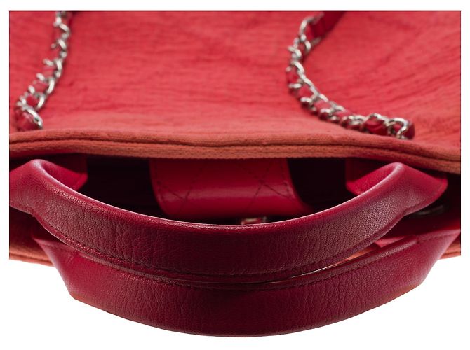 Borsa CHANEL Deauville in Tweed Rosso - 103429 - vista 9