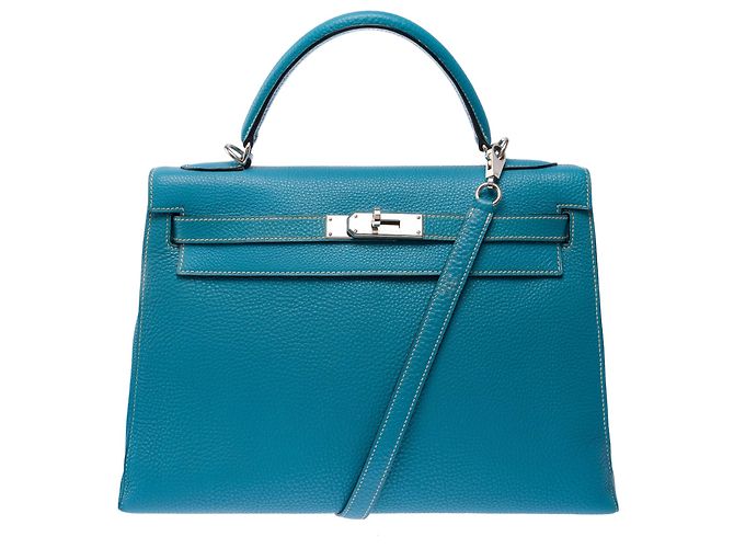 Hermès Borsa HERMES Kelly 32 in Pelle Blu - 103442 - vista 3