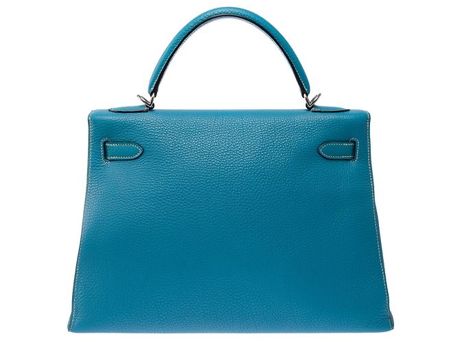 Hermès Borsa HERMES Kelly 32 in Pelle Blu - 103442 - vista 4