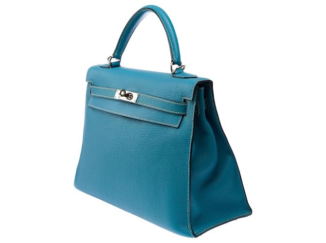 Hermès Borsa HERMES Kelly 32 in Pelle Blu - 103442 - vista 5