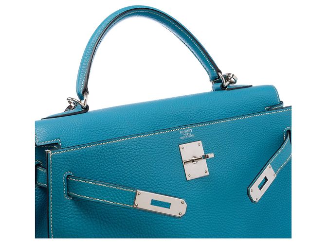 Hermès Borsa HERMES Kelly 32 in Pelle Blu - 103442 - vista 7