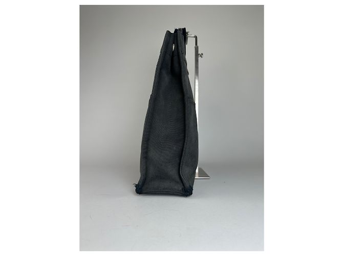 Vintage Hermès Canvas Tote Bag Schwarz Grau - Ansicht 3