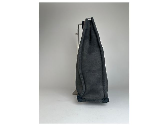 Vintage Hermès Canvas Tote Bag Schwarz Grau - Ansicht 6