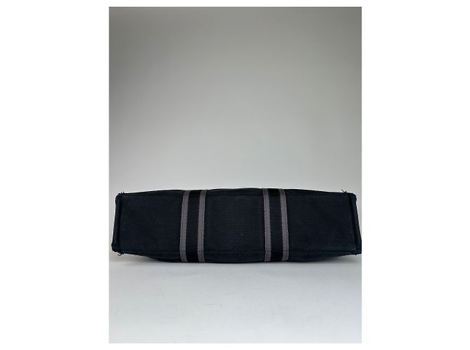 Vintage Hermès Canvas Tote Bag Schwarz Grau - Ansicht 7