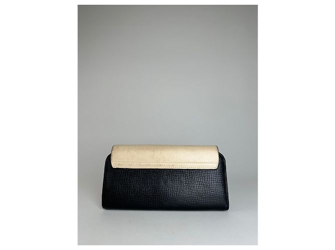 Chloé Vintage Chloe Snake Emblossed Leather Wallet Black Beige - view 2