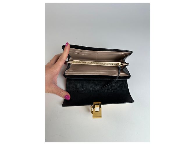 Chloé Vintage Chloe Snake Emblossed Leather Wallet Black Beige - view 4