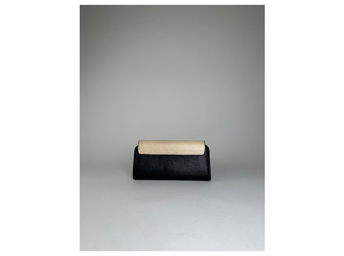 Chloé Vintage Chloe Snake Emblossed Leather Wallet Black Beige - view 9