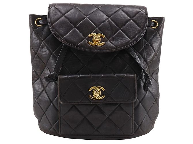 Chanel Matelassé Lammfell Rucksack Schwarz - Ansicht 2